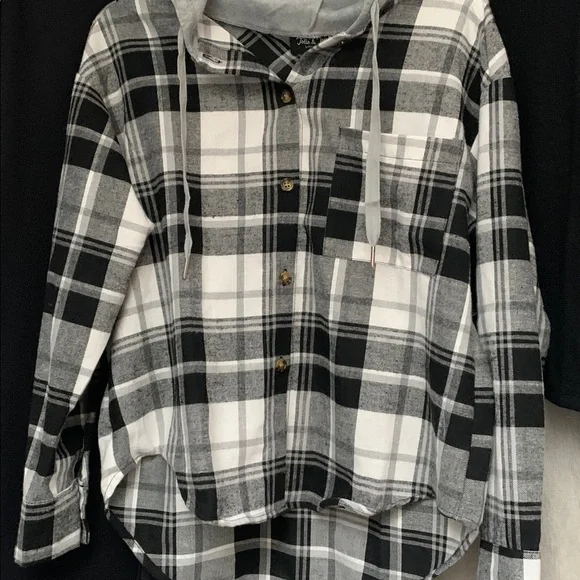 Plaid Button-Up Hoodie - Picture 3 of 12